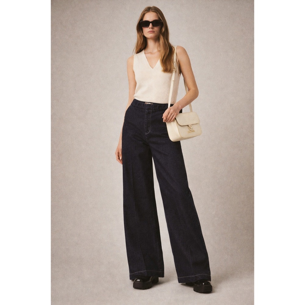 Stella McCartney Wide Leg Denim Trouser Jeans Dark Wash Made in Italy Sz 32 $790